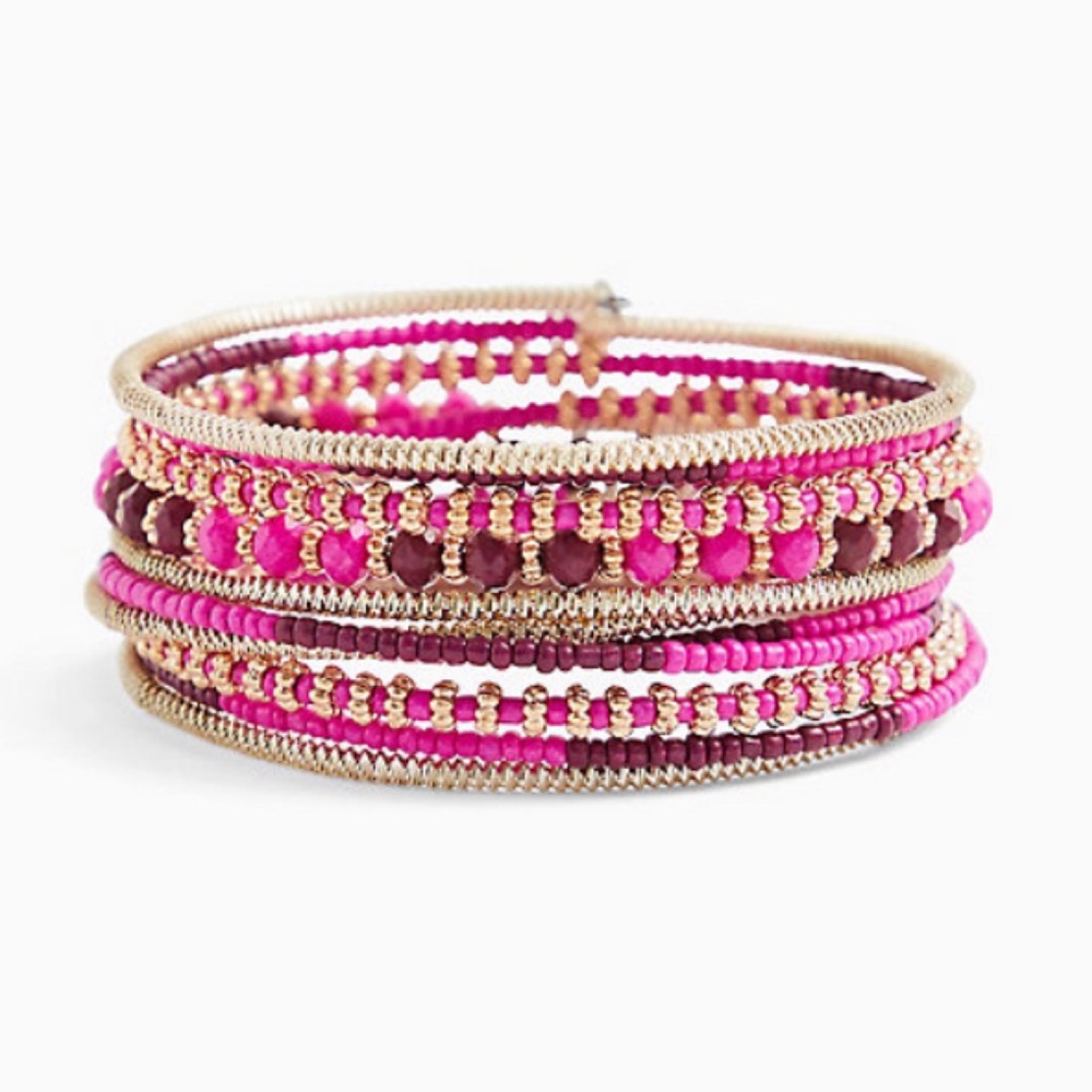 🆕 Hot Pink Beaded Stretch Coil Bracelet Torrid